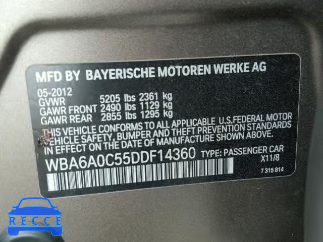 2013 BMW 640 WBA6A0C55DDF14360 зображення 9