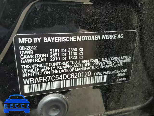 2013 BMW 535 WBAFR7C54DC820129 зображення 9