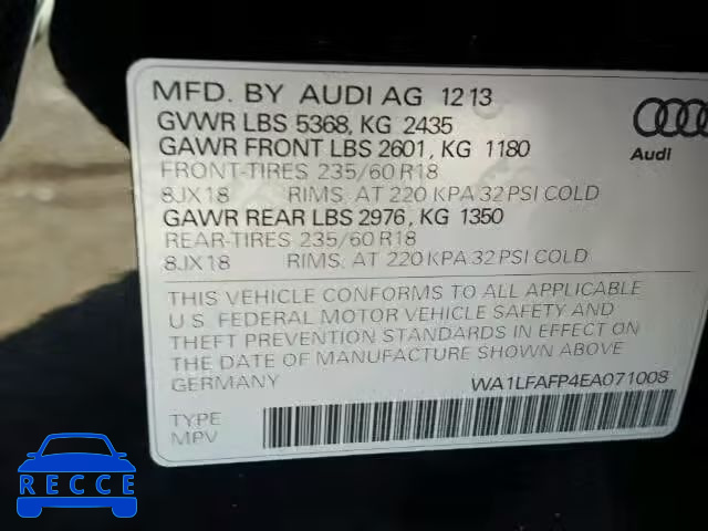 2014 AUDI Q5 WA1LFAFP4EA071008 image 9