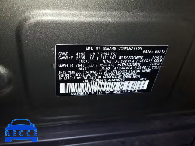 2017 SUBARU OUTBACK TO 4S4BSATC5H3430790 image 9