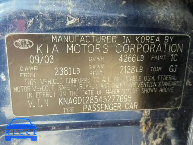 2004 KIA OPTIMA KNAGD128545277695 image 9