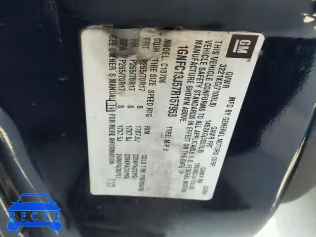 2007 CHEVROLET TAHOE 1GNFC13J57R157953 image 9