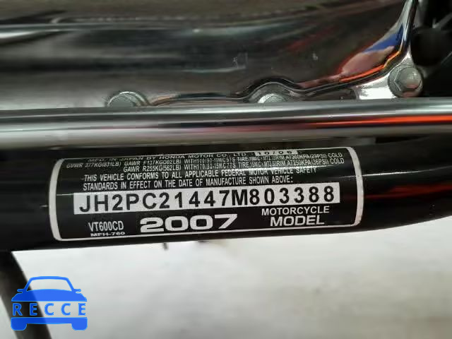 2007 HONDA VT600CD JH2PC21447M803388 зображення 9