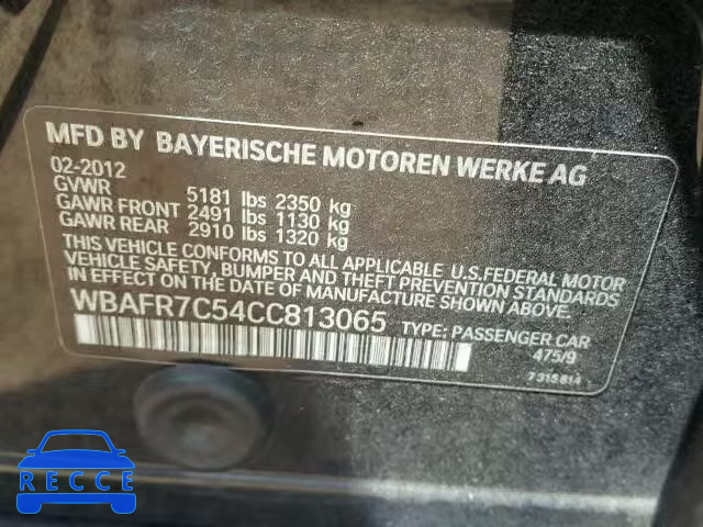 2012 BMW 535 WBAFR7C54CC813065 зображення 9