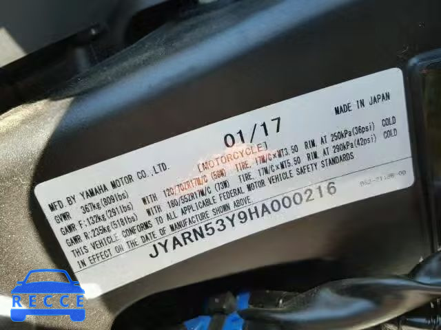 2017 YAMAHA FZ09 JYARN53Y9HA000216 зображення 9