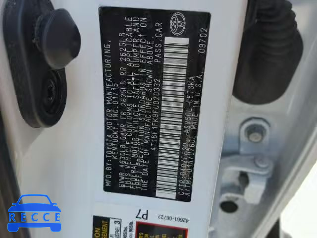 2015 TOYOTA CAMRY 4T1BF1FK9FU020332 image 9