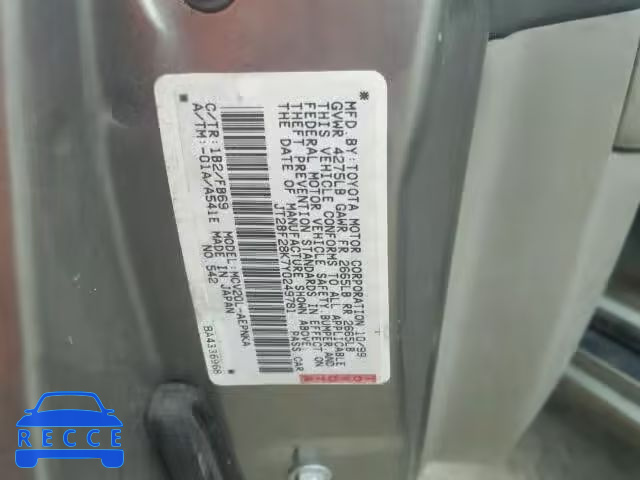 2000 TOYOTA CAMRY JT2BF28K7Y0249781 image 9