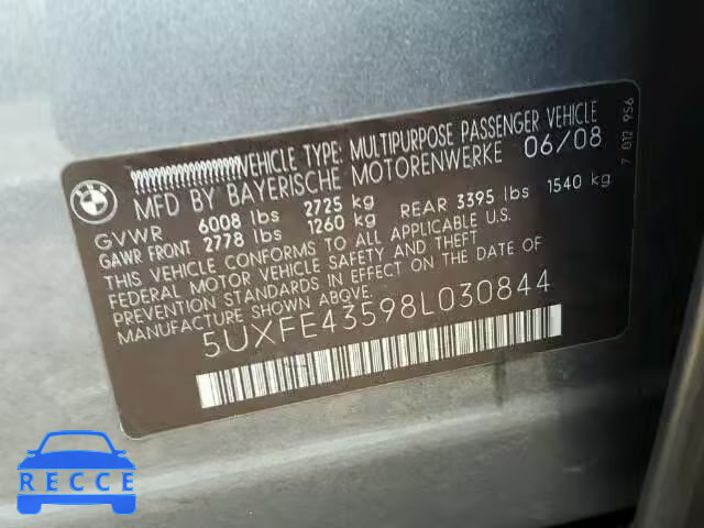 2008 BMW X5 5UXFE43598L030844 image 9