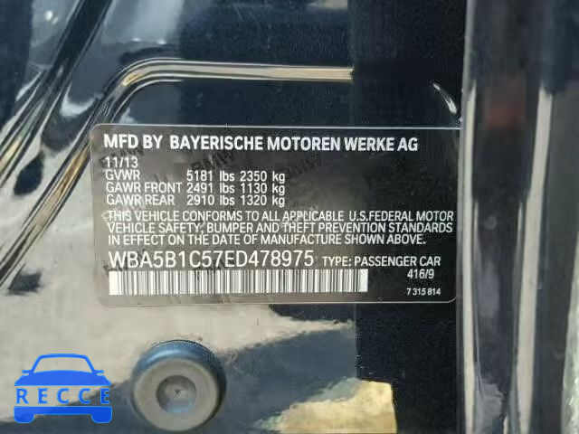 2014 BMW 535 WBA5B1C57ED478975 зображення 9