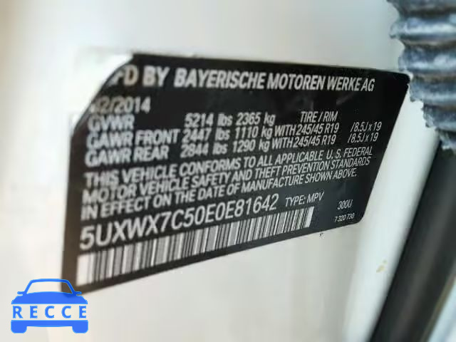 2014 BMW X3 5UXWX7C50E0E81642 зображення 9