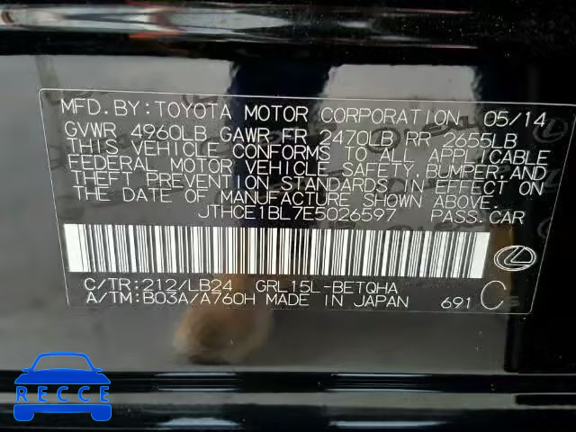 2014 LEXUS GS JTHCE1BL7E5026597 image 9