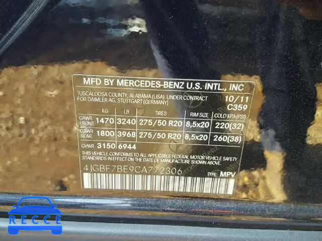 2012 MERCEDES-BENZ GL 4JGBF7BE9CA772306 Bild 9