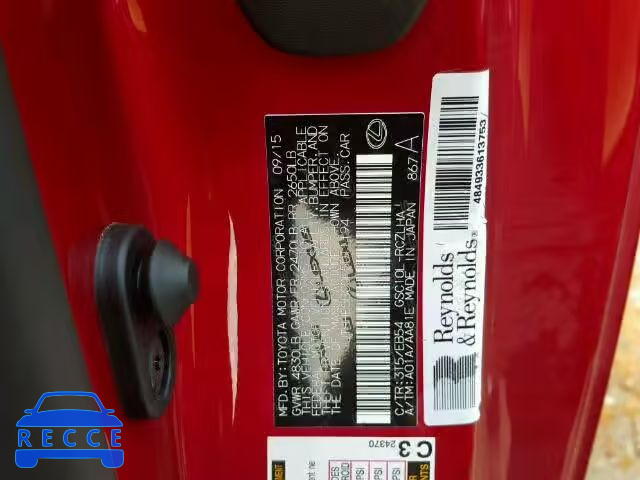 2015 LEXUS RC JTHHE5BC0F5011194 image 9