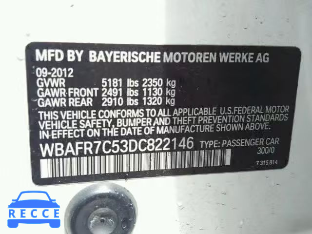 2013 BMW 535 WBAFR7C53DC822146 Bild 9