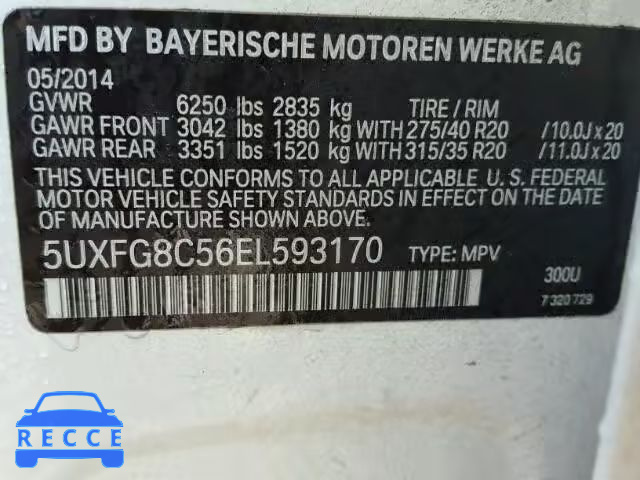 2014 BMW X6 XDRIVE5 5UXFG8C56EL593170 image 9