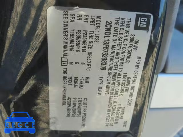 2007 CHEVROLET EQUINOX 2CNDL13F576238308 image 9