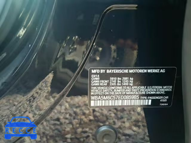 2014 BMW 550 WBA5M6C57ED085985 зображення 9