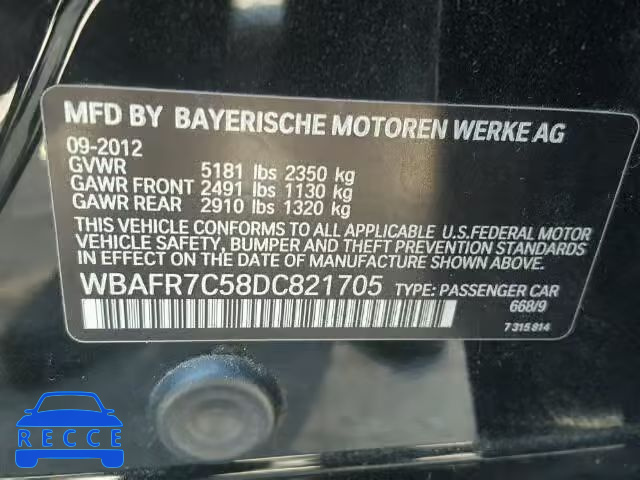2013 BMW 535 WBAFR7C58DC821705 зображення 9