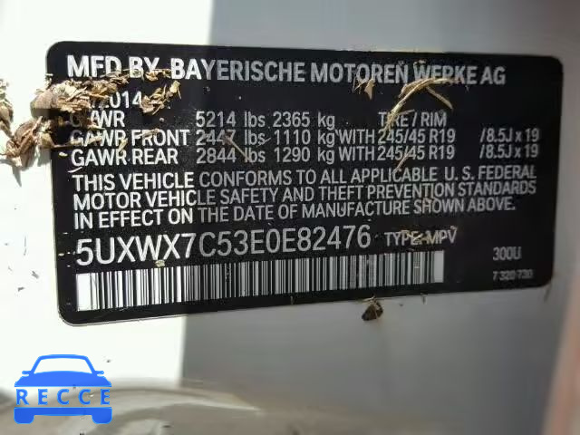 2014 BMW X3 5UXWX7C53E0E82476 image 9