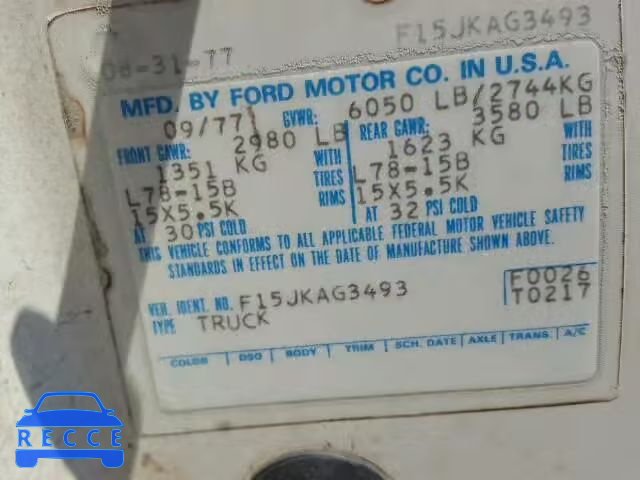 1978 FORD TRUCK F15JKAG3493 image 9
