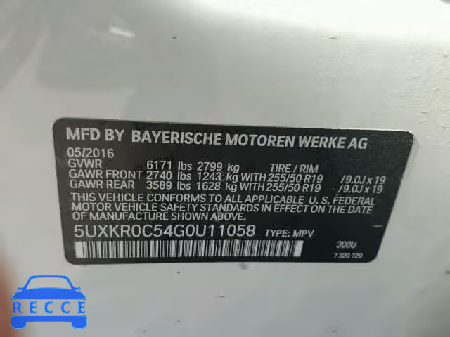 2016 BMW X5 5UXKR0C54G0U11058 image 9