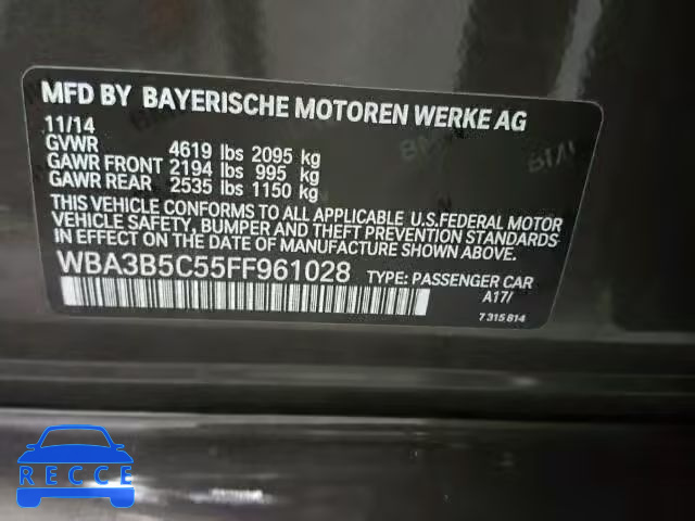 2015 BMW 328 WBA3B5C55FF961028 зображення 9