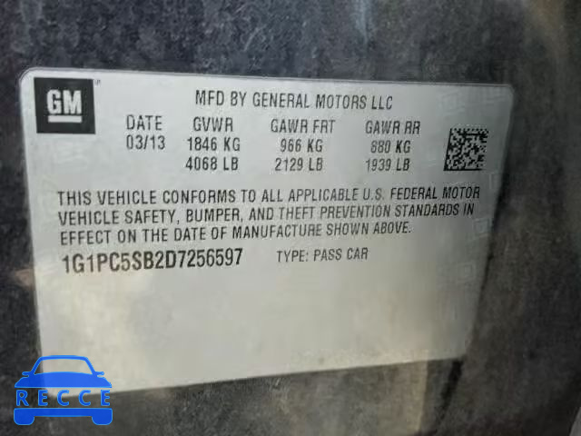 2013 CHEVROLET CRUZE 1G1PC5SB2D7256597 image 9