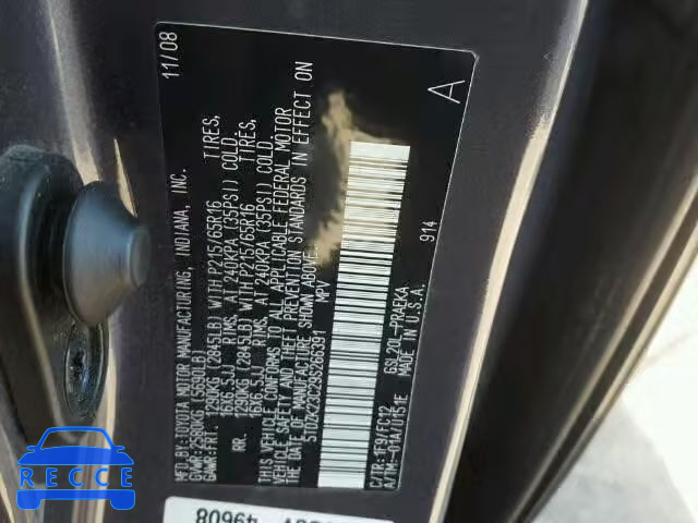 2009 TOYOTA SIENNA 5TDZK23C29S266391 image 9