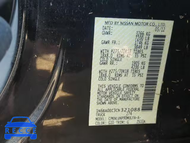 2012 NISSAN TITAN 1N6BA0EC3CN321088 зображення 9