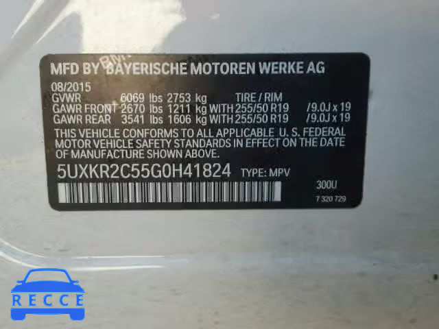 2016 BMW X5 5UXKR2C55G0H41824 image 9