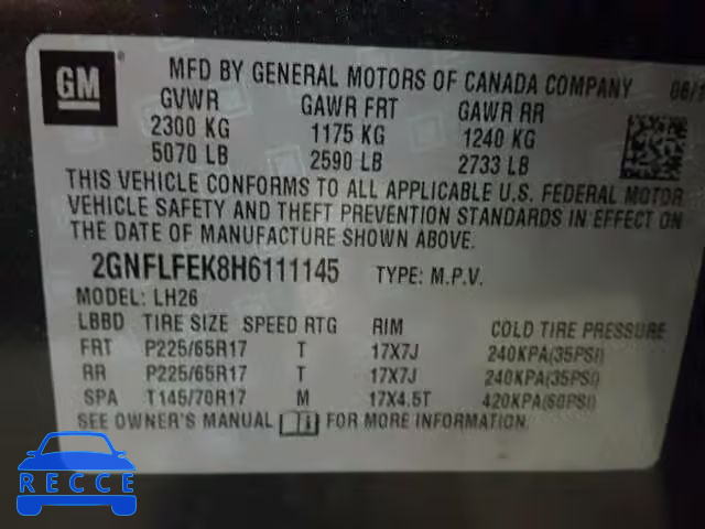 2017 CHEVROLET EQUINOX 2GNFLFEK8H6111145 image 9