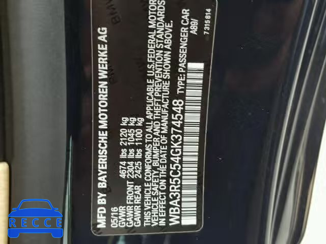 2016 BMW 435XI WBA3R5C54GK374548 зображення 9