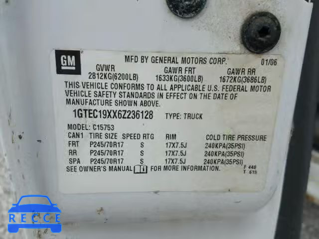 2006 GMC NEW SIERRA 1GTEC19XX6Z236128 image 9
