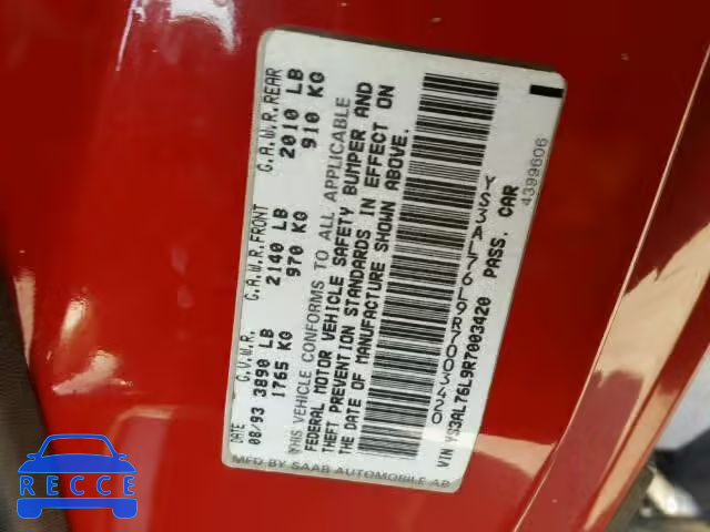 1994 SAAB 900 YS3AL76L9R7003420 image 9