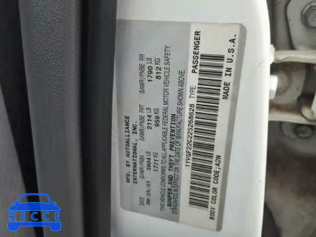 2002 MAZDA 626 1YVGF22C225268628 image 9