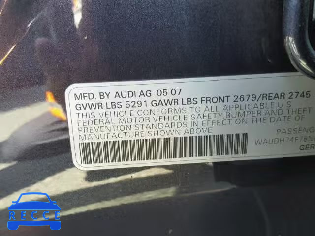 2008 AUDI A6 WAUDH74F78N003782 image 9