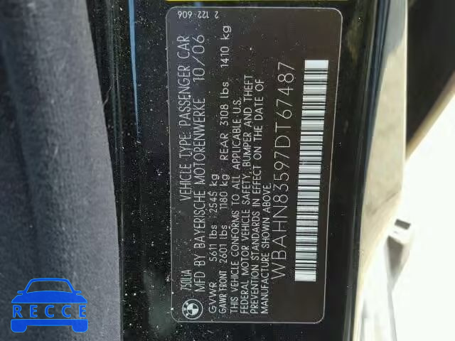 2007 BMW 750 WBAHN83597DT67487 Bild 9