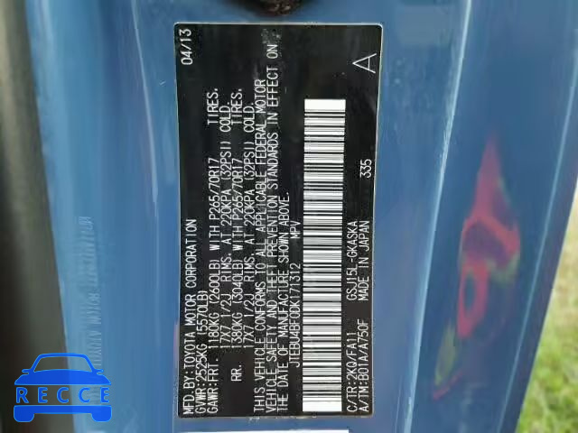 2013 TOYOTA FJ CRUISER JTEBU4BF0DK171312 image 9