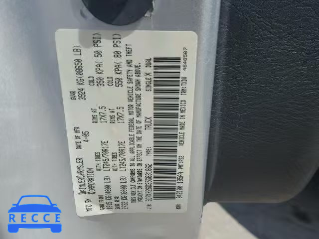 2005 DODGE RAM 2500 3D7KR26D35G831862 image 9