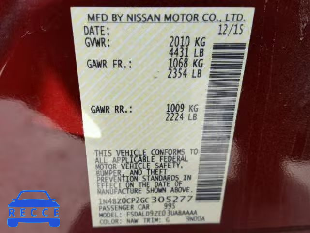 2016 NISSAN LEAF 1N4BZ0CP2GC305277 image 9