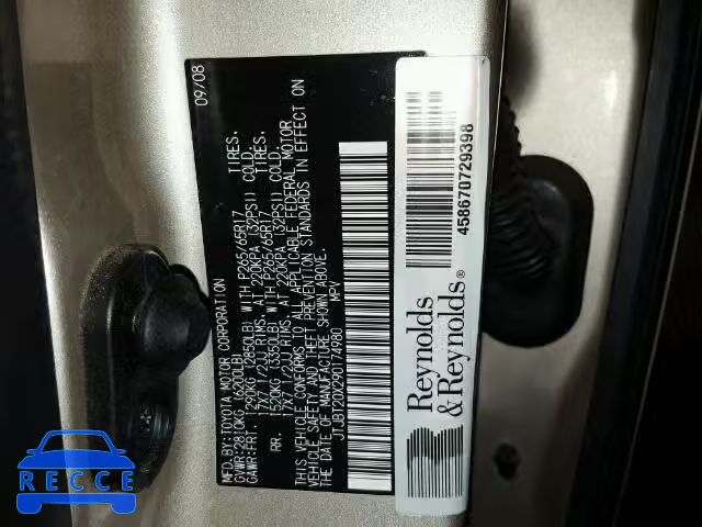 2009 LEXUS GX 470 JTJBT20X290174980 зображення 9