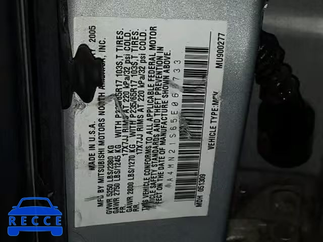 2005 MITSUBISHI ENDEAVOR 4A4MN21S65E066733 image 9