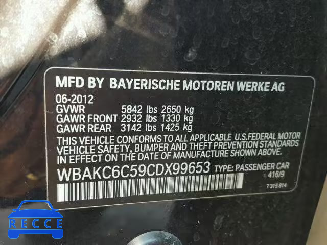 2012 BMW 750I XDRIV WBAKC6C59CDX99653 image 9