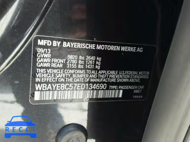 2014 BMW 750 WBAYE8C57ED134690 image 9