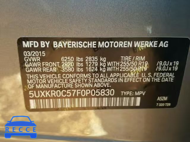 2015 BMW X5 5UXKR0C57F0P05830 зображення 9