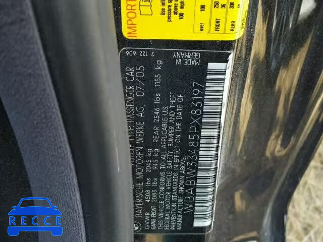 2005 BMW 325 WBABW33485PX83197 зображення 9