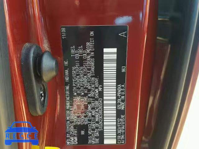2009 TOYOTA SIENNA 5TDZK23C59S265543 image 9