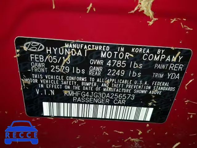 2013 HYUNDAI AZERA KMHFG4JG3DA256573 image 9