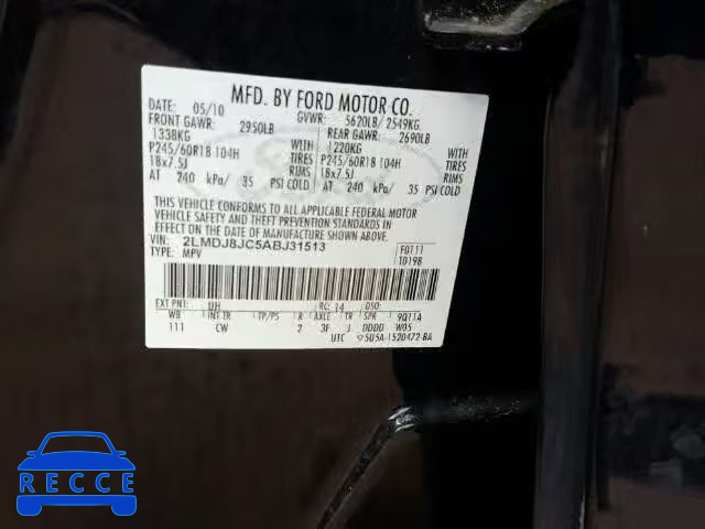 2010 LINCOLN MKX 2LMDJ8JC5ABJ31513 Bild 9