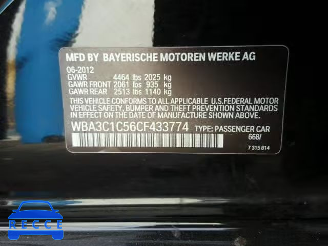 2012 BMW 328 WBA3C1C56CF433774 Bild 9